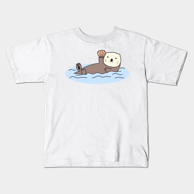 Cute Sea Otter Kids T-Shirt by Marinaaa010